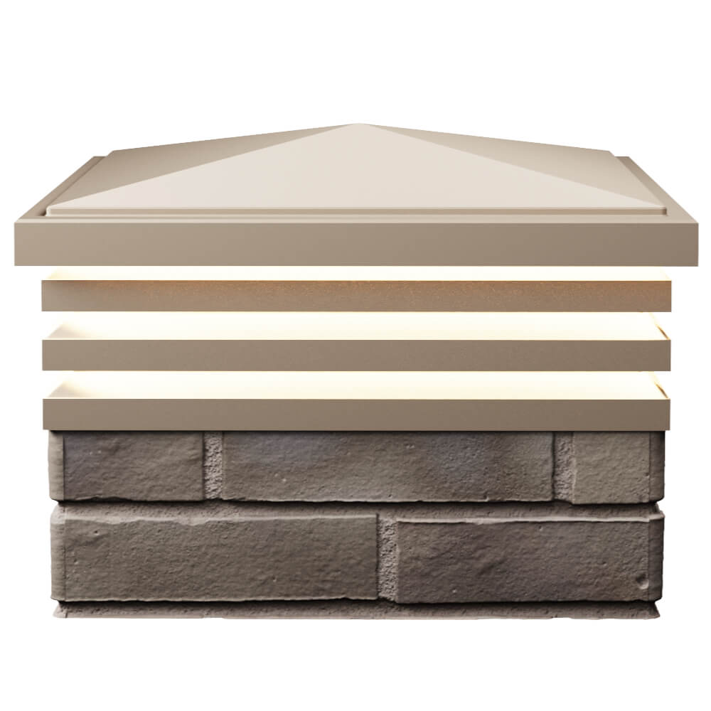 Колпак Zking Бона ХайТек Бежевый на столб 1.5х1.5 кирпича (385х385мм) с подсветкой в Березниках фото