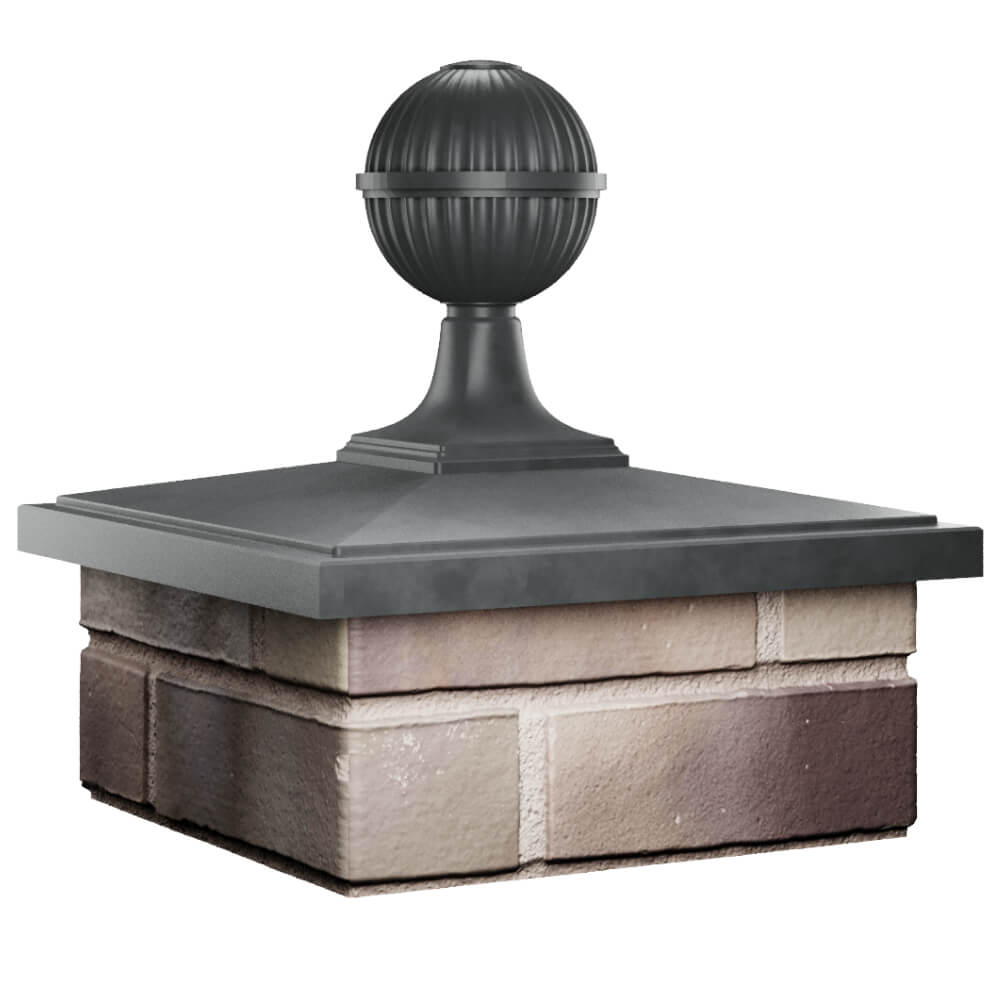 Колпак Zking БонаМоно Серый с шаром на столб 1.5х1.5 кирпича (385х385, 400х400мм) в сборе в Березниках фото