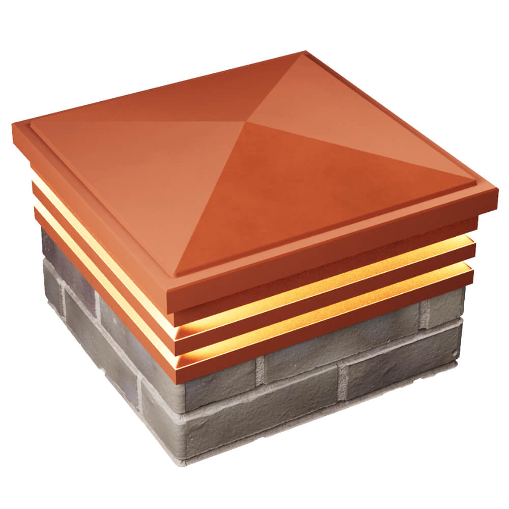 Колпак Zking Бона ХайТек Красный на столб 1.5х1.5 кирпича (385х385мм) с подсветкой в Березниках фото