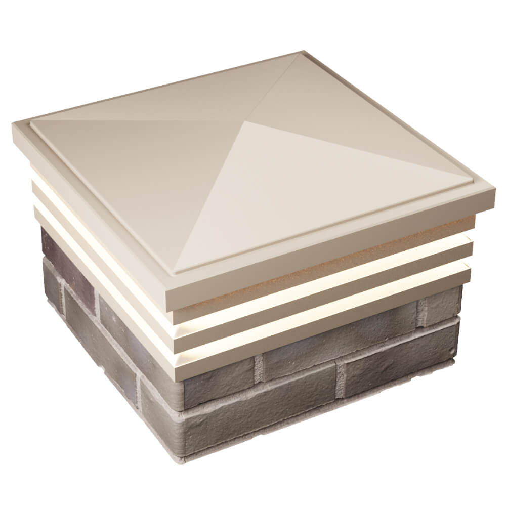 Колпак Zking Бона ХайТек Бежевый на столб 1.5х1.5 кирпича (385х385мм) с подсветкой в Березниках фото