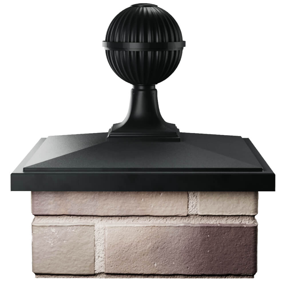 Колпак Zking БонаМоно Черный с шаром на столб 1.5х1.5 кирпича (385х385, 400х400мм) в сборе Березники фото