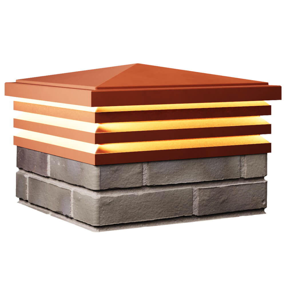 Колпак Zking Бона ХайТек Красный на столб 1.5х1.5 кирпича (385х385мм) с подсветкой в Березниках фото