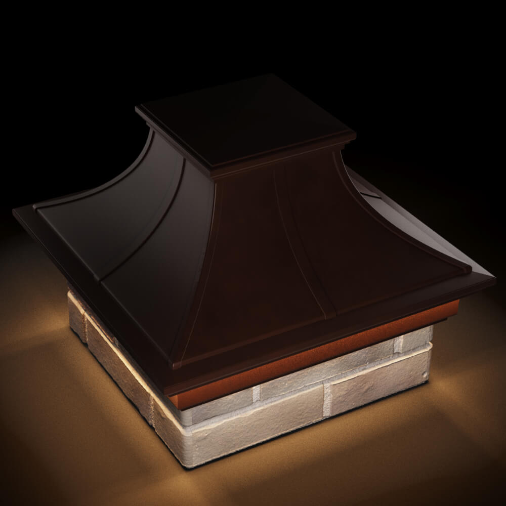 Колпак Zking Монблан Премиум Коричневый на столб 1.5х1.5 кирпича (385х385мм) с подсветкой в Березниках фото