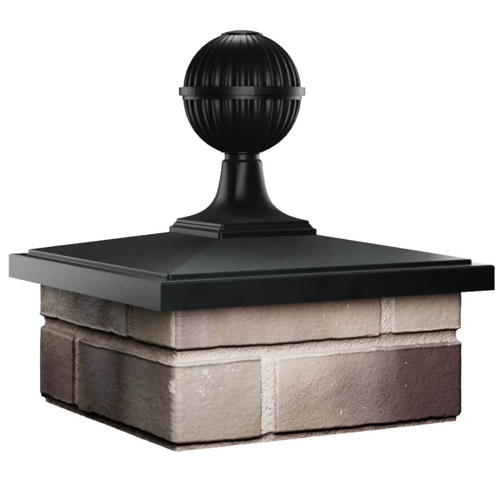 Колпак Zking БонаМоно Черный с шаром на столб 1.5х1.5 кирпича (385х385, 400х400мм) в сборе в Березниках фото