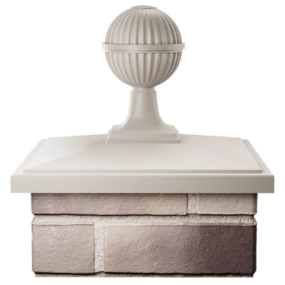 Колпак Zking БонаМоно Бежевый с шаром на столб 1.5х1.5 кирпича (385х385, 400х400мм) в сборе Березники фото
