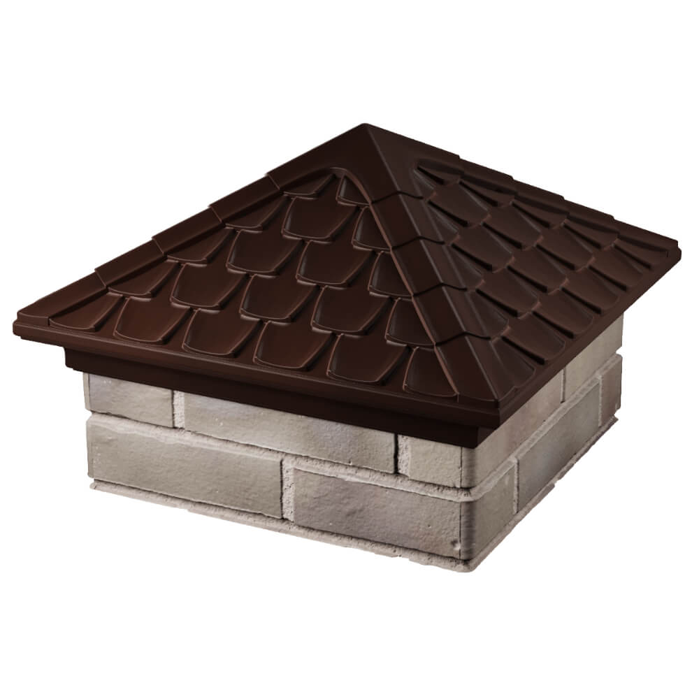 Колпак Zking Эльбрус Коричневый на столб 1.5х1.5 кирпича (385х385мм) в Березниках фото