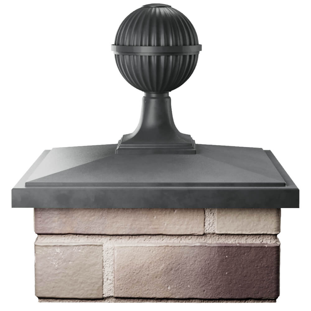 Колпак Zking БонаМоно Серый с шаром на столб 1.5х1.5 кирпича (385х385, 400х400мм) в сборе Березники фото