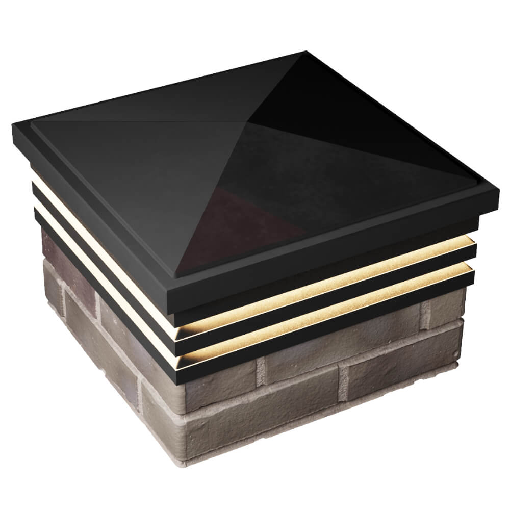 Колпак Zking Бона ХайТек Черный на столб 1.5х1.5 кирпича (385х385мм) с подсветкой в Березниках фото