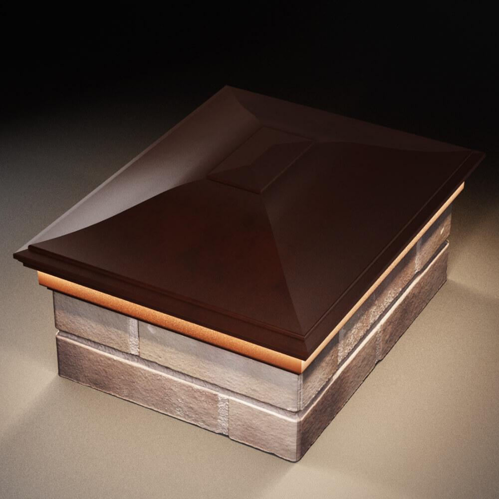 Колпак Zking Монблан Коричневый на столб 2х1.5 кирпича (515х385мм) c подсветкой в Березниках фото