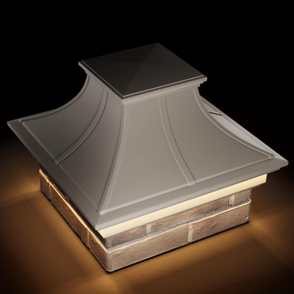 Колпак Zking Монблан Премиум Бежевый на столб 1.5х1.5 кирпича (385х385мм) с подсветкой в Березниках фото