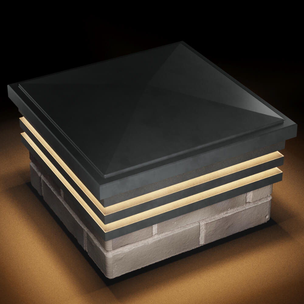 Колпак Zking Бона ХайТек Серый на столб 1.5х1.5 кирпича (385х385мм) с подсветкой в Березниках фото