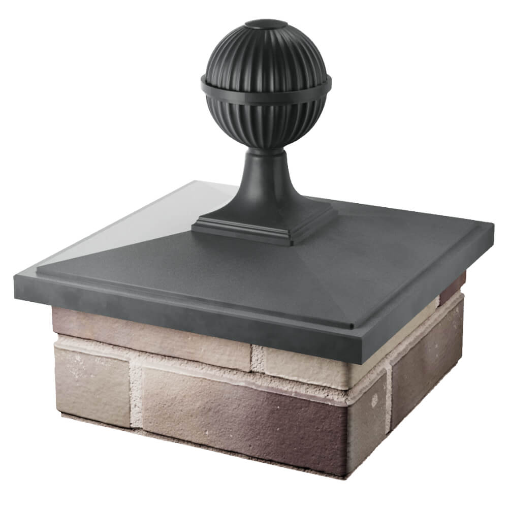 Колпак Zking БонаМоно Серый с шаром на столб 1.5х1.5 кирпича (385х385, 400х400мм) в сборе в Березниках фото