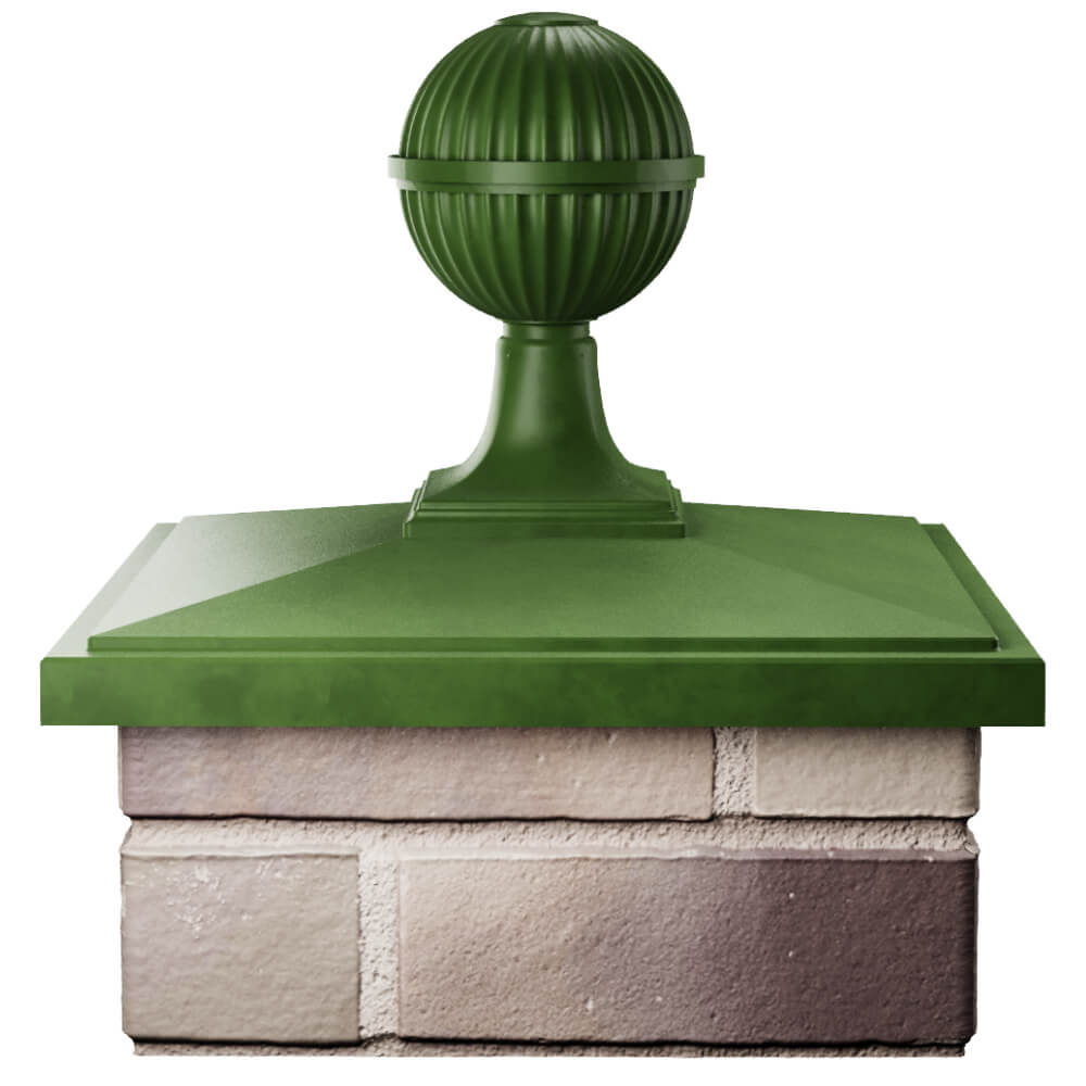 Колпак Zking БонаМоно Зеленый с шаром на столб 1.5х1.5 кирпича (385х385, 400х400мм) в сборе Березники фото