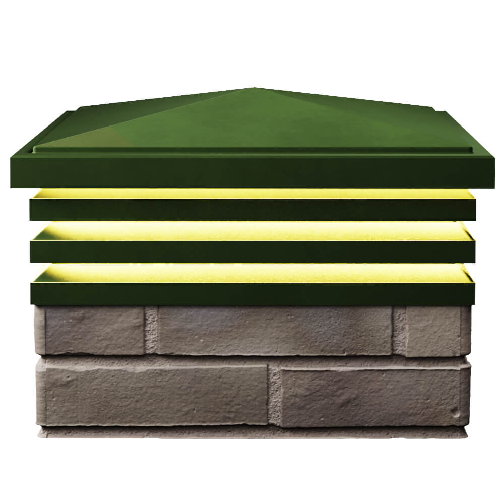 Колпак Zking Бона ХайТек Зеленый на столб 1.5х1.5 кирпича (385х385мм) с подсветкой в Березниках фото