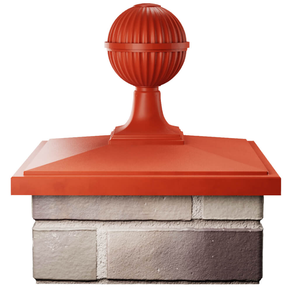 Колпак Zking БонаМоно Красный с шаром на столб 1.5х1.5 кирпича (385х385, 400х400мм) в сборе Березники фото