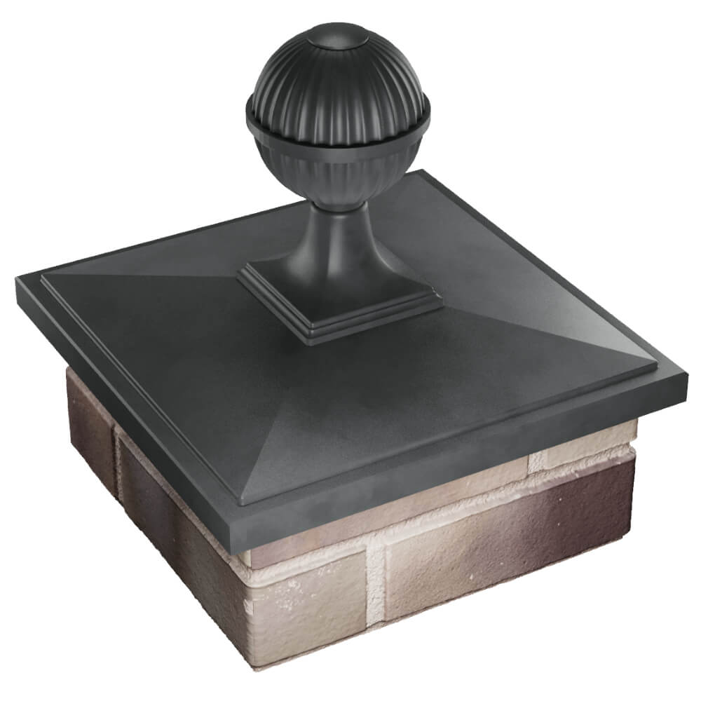 Колпак Zking БонаМоно Серый с шаром на столб 1.5х1.5 кирпича (385х385, 400х400мм) в сборе в Березниках фото