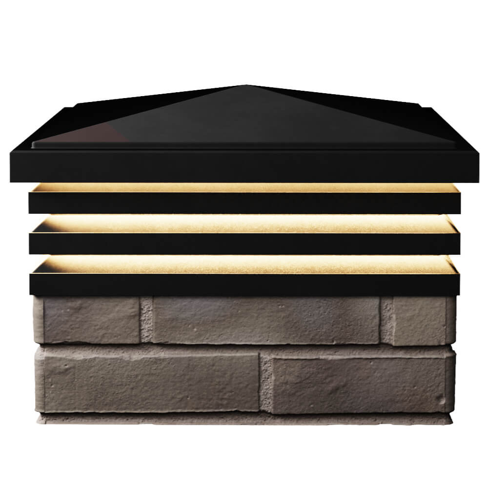 Колпак Zking Бона ХайТек Черный на столб 1.5х1.5 кирпича (385х385мм) с подсветкой в Березниках фото