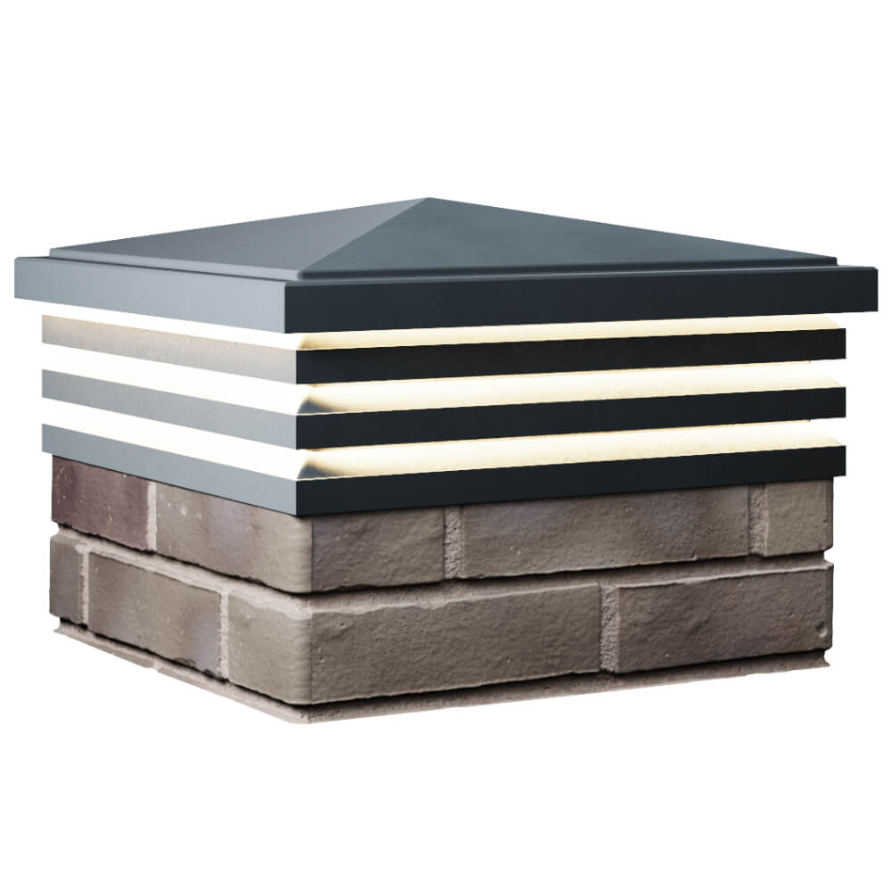 Колпак Zking Бона ХайТек Серый на столб 1.5х1.5 кирпича (385х385мм) с подсветкой в Березниках фото