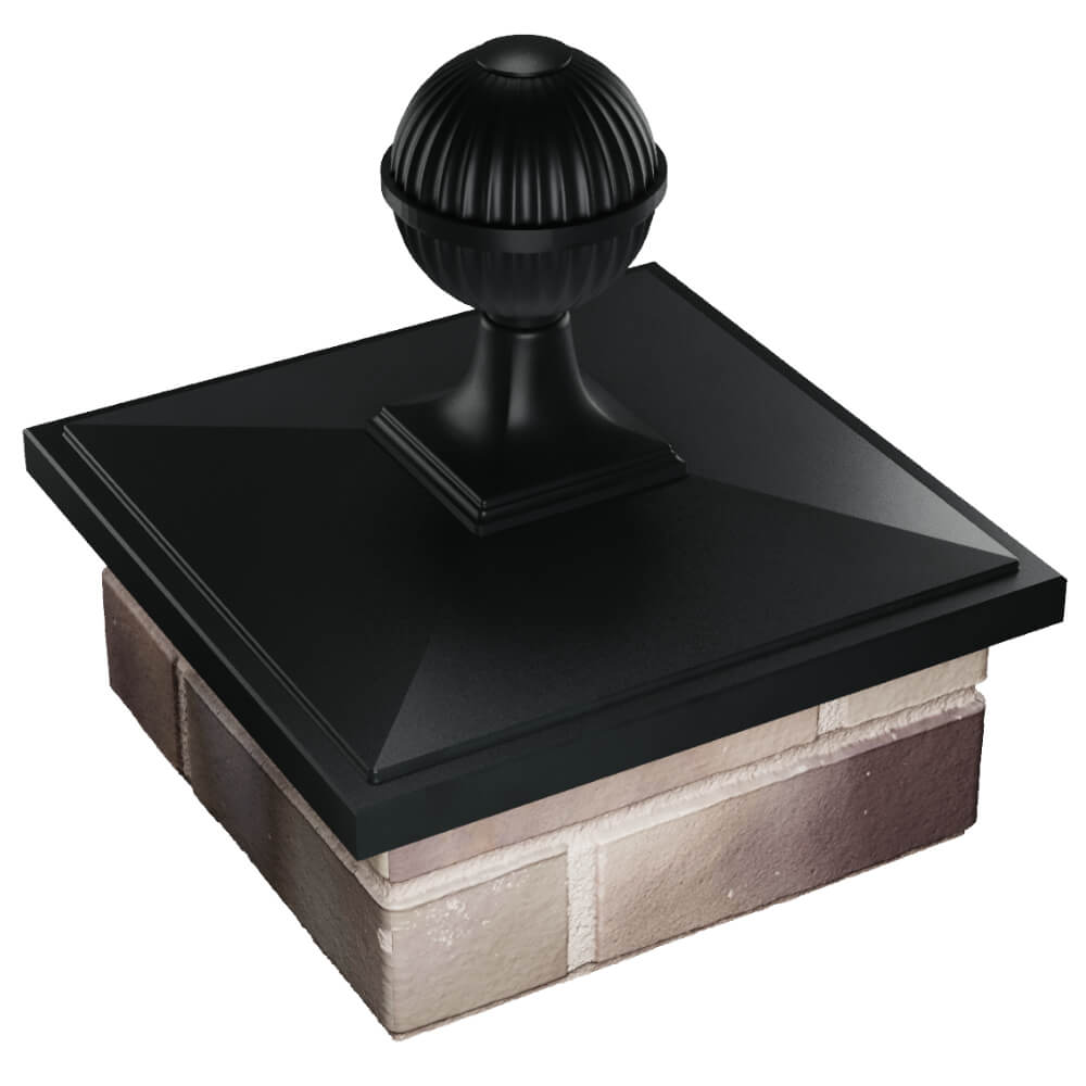 Колпак Zking БонаМоно Черный с шаром на столб 1.5х1.5 кирпича (385х385, 400х400мм) в сборе в Березниках фото
