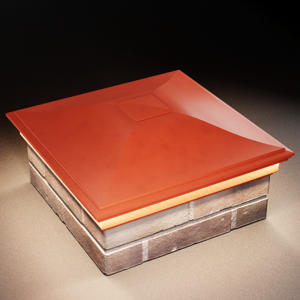 Колпак Zking Монблан Красный на столб 2х2 кирпича (515х515мм) c подсветкой в Березниках фото