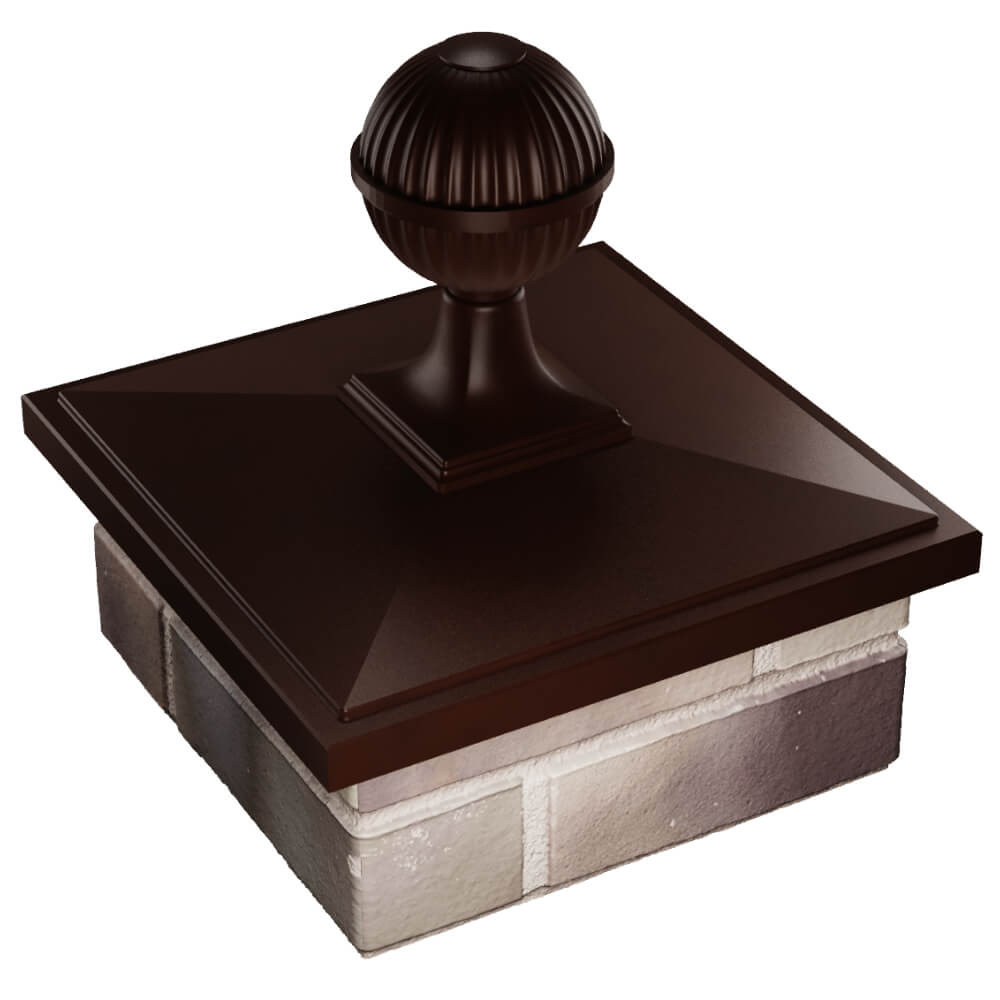 Колпак Zking БонаМоно Коричневый с шаром на столб 1.5х1.5 кирпича (385х385, 400х400мм) в сборе в Березниках фото
