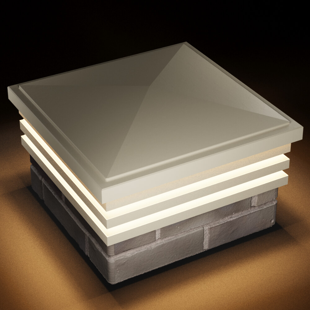 Колпак Zking Бона ХайТек Бежевый на столб 1.5х1.5 кирпича (385х385мм) с подсветкой в Березниках фото