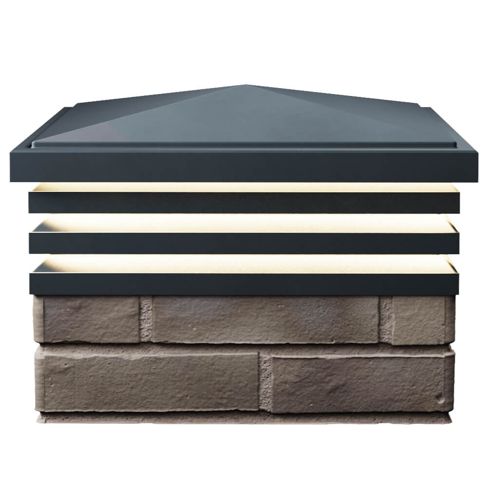 Колпак Zking Бона ХайТек Серый на столб 1.5х1.5 кирпича (385х385мм) с подсветкой в Березниках фото