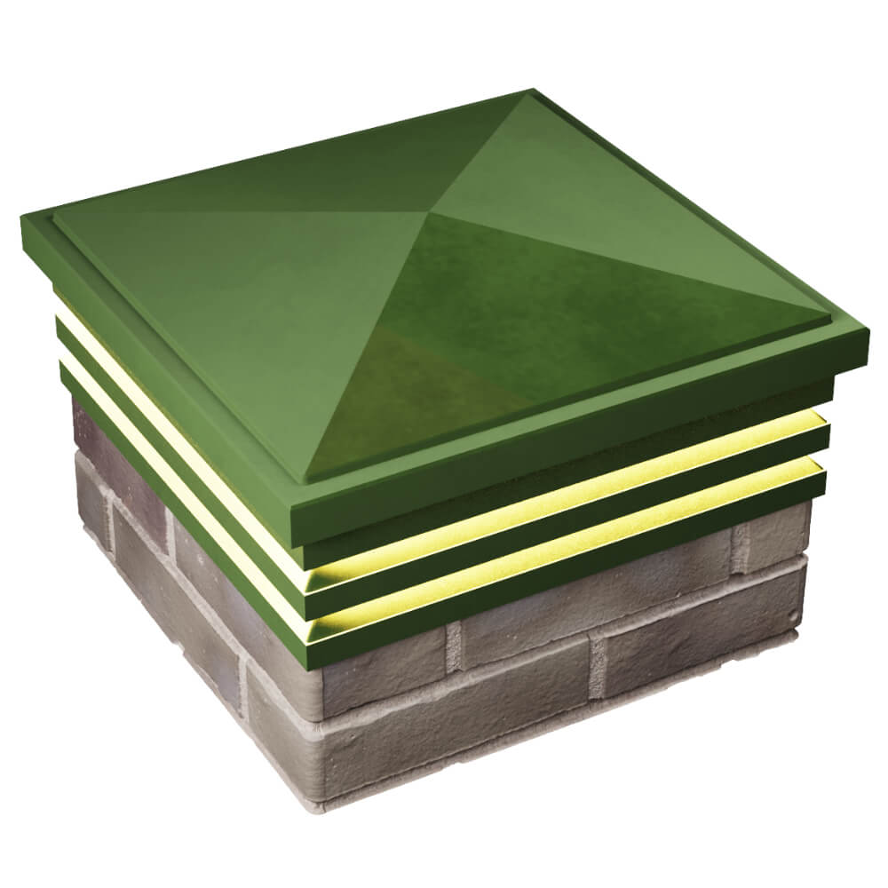 Колпак Zking Бона ХайТек Зеленый на столб 1.5х1.5 кирпича (385х385мм) с подсветкой в Березниках фото