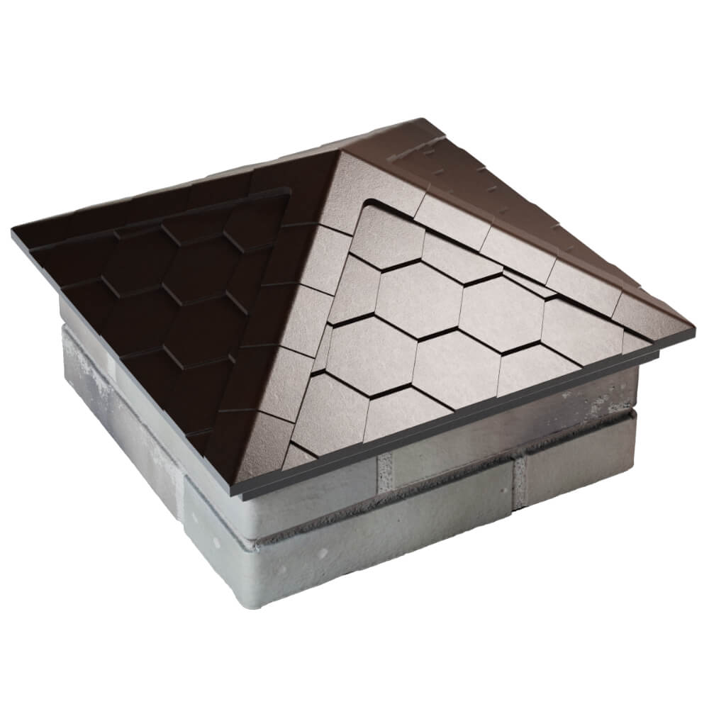 Колпак Zking Эверест Коричневый на столб 1.5х1.5 кирпича (390х390мм) в Березниках фото