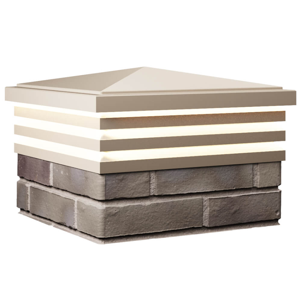 Колпак Zking Бона ХайТек Бежевый на столб 1.5х1.5 кирпича (385х385мм) с подсветкой в Березниках фото