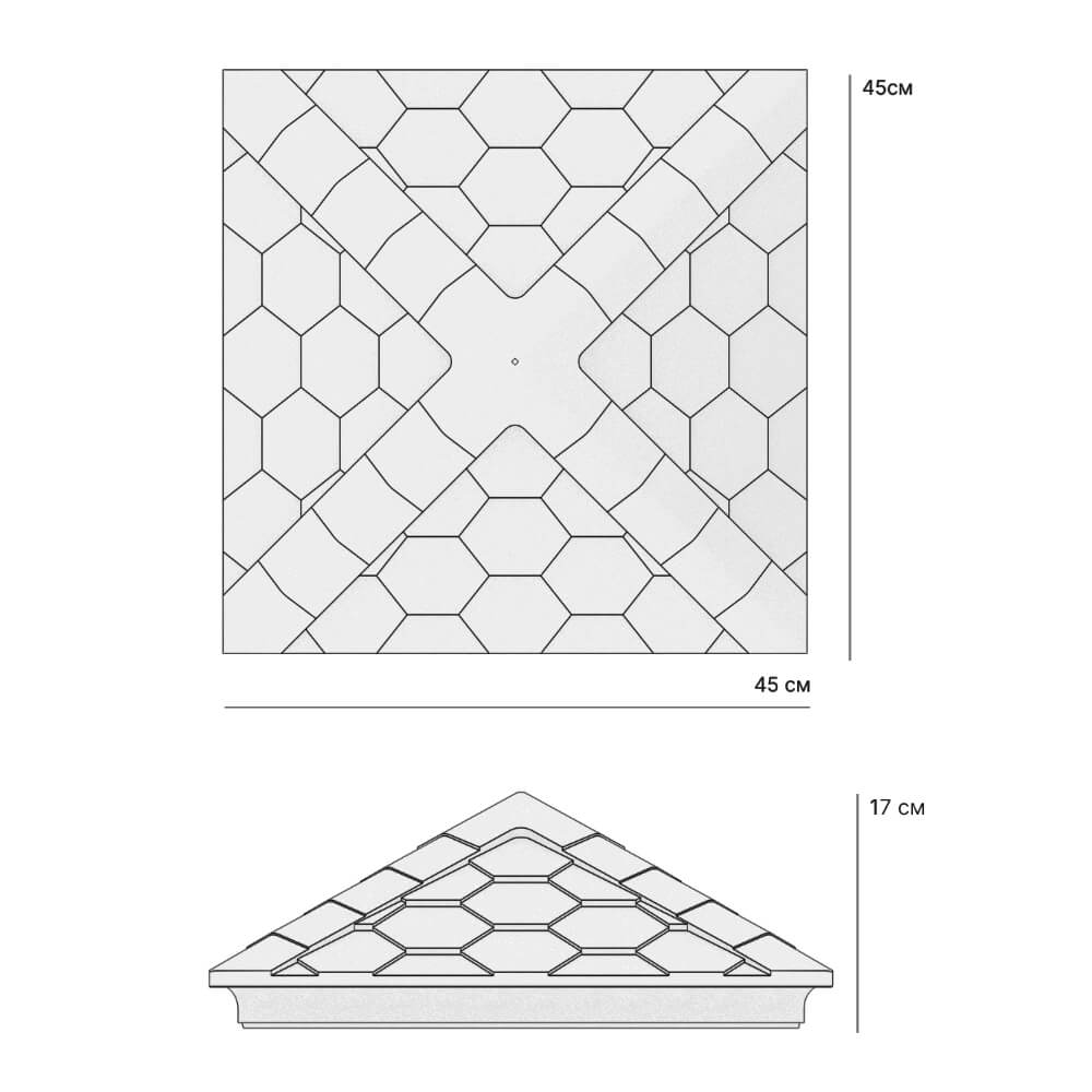 Колпак Zking Эверест Серый на столб 1.5х1.5 кирпича (390х390мм) в Березниках фото