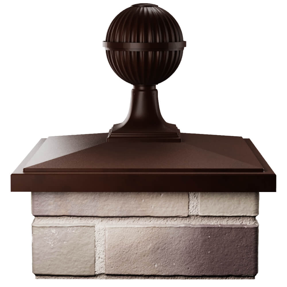 Колпак Zking БонаМоно Коричневый с шаром на столб 1.5х1.5 кирпича (385х385, 400х400мм) в сборе Березники фото