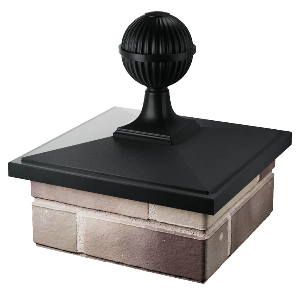 Колпак Zking БонаМоно Черный с шаром на столб 1.5х1.5 кирпича (385х385, 400х400мм) в сборе в Березниках фото