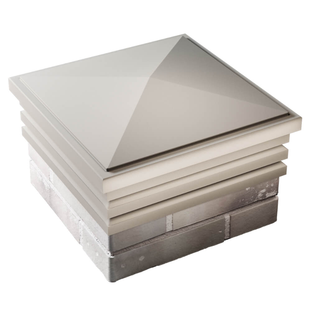 Колпак Zking Бона ХайТек Бежевый на столб 1.5х1.5 кирпича (385х385мм) в Березниках фото