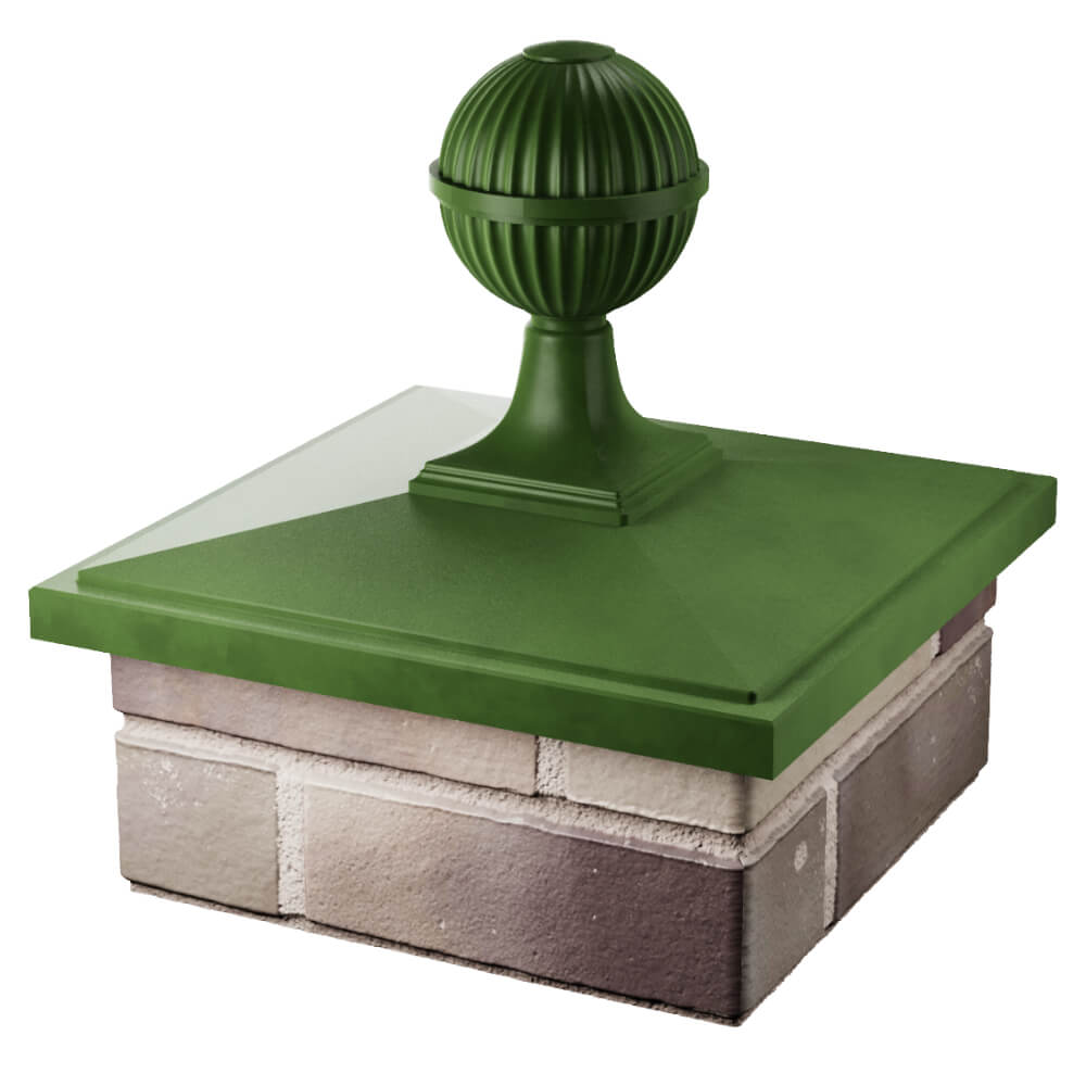 Колпак Zking БонаМоно Зеленый с шаром на столб 1.5х1.5 кирпича (385х385, 400х400мм) в сборе в Березниках фото