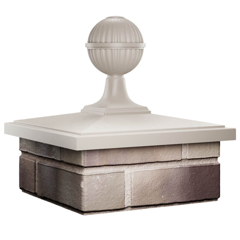 Колпак Zking БонаМоно Бежевый с шаром на столб 1.5х1.5 кирпича (385х385, 400х400мм) в сборе в Березниках фото