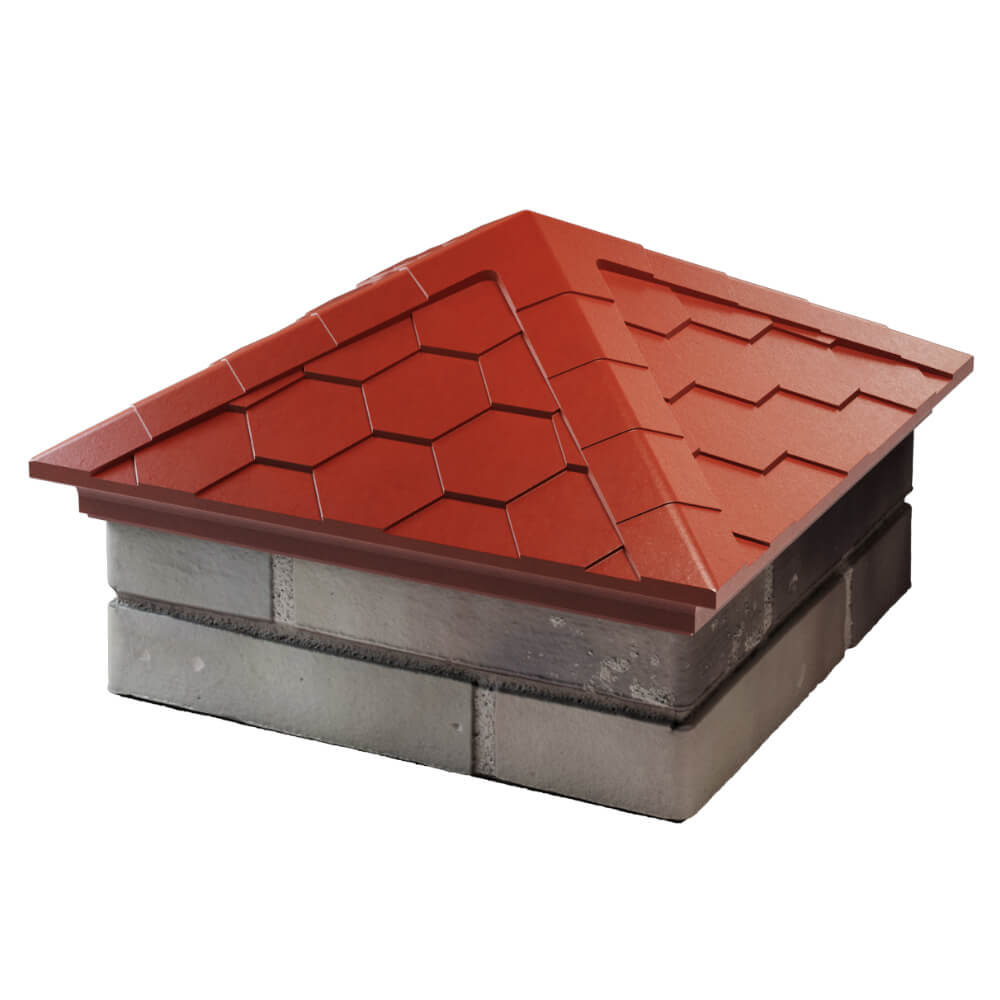 Колпак Zking Эверест Красный на столб 1.5х1.5 кирпича (390х390мм) в Березниках фото