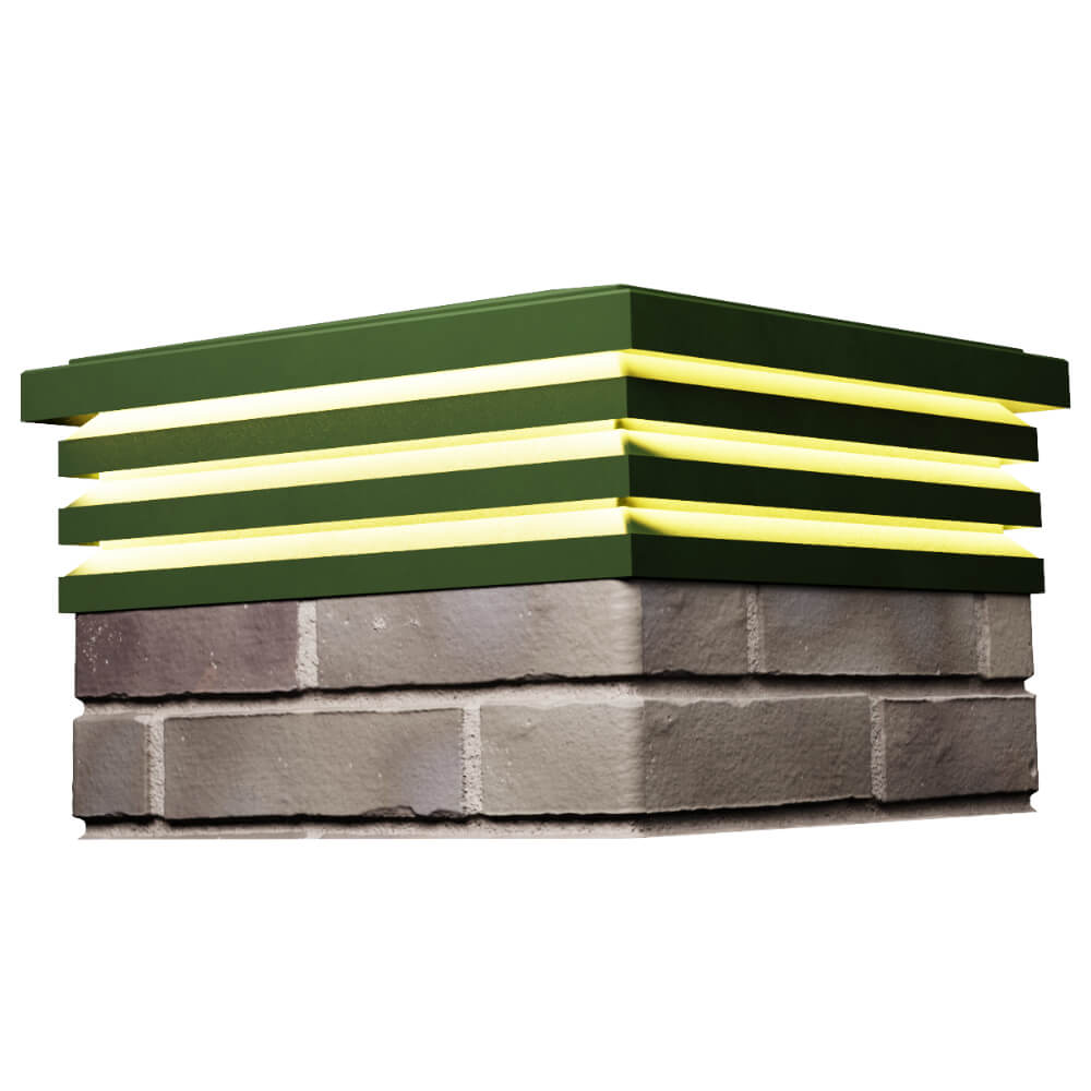 Колпак Zking Бона ХайТек Зеленый на столб 1.5х1.5 кирпича (385х385мм) с подсветкой в Березниках фото