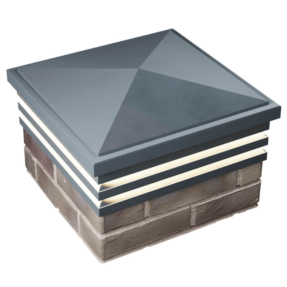 Колпак Zking Бона ХайТек Серый на столб 1.5х1.5 кирпича (385х385мм) с подсветкой в Березниках фото