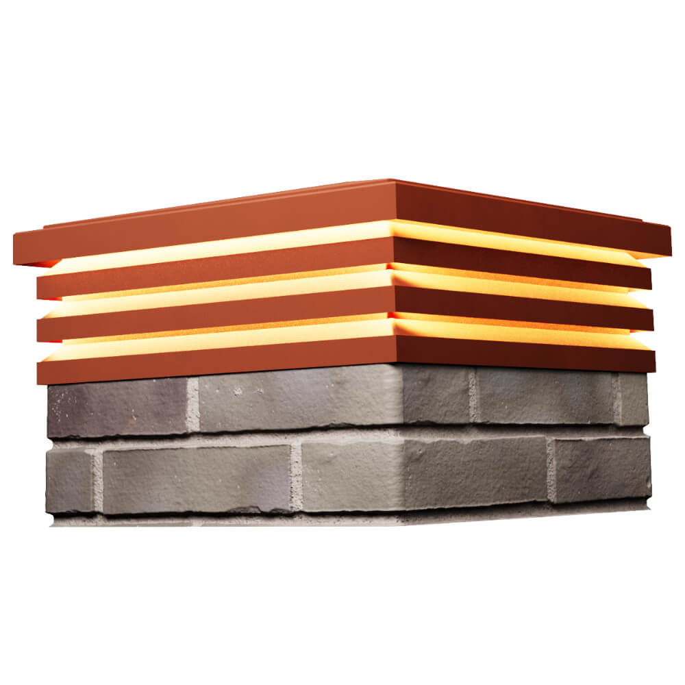 Колпак Zking Бона ХайТек Красный на столб 1.5х1.5 кирпича (385х385мм) с подсветкой в Березниках фото