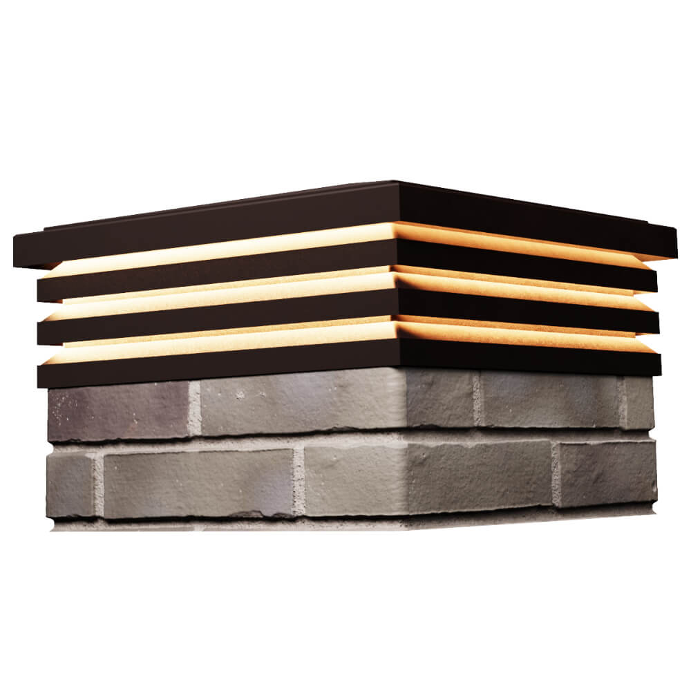 Колпак Zking Бона ХайТек Коричневый на столб 1.5х1.5 кирпича (385х385мм) с подсветкой в Березниках фото