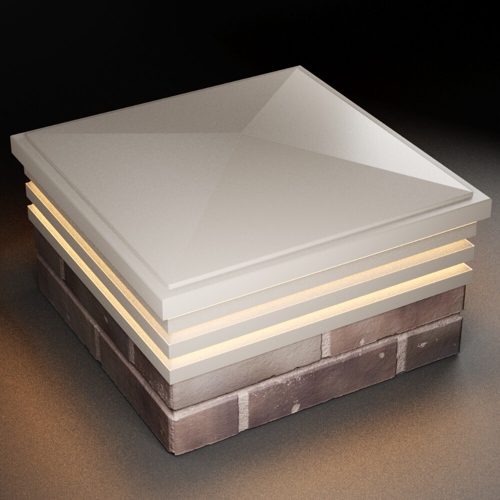 Колпак Zking Бона ХайТек Бежевый на столб 2х2 кирпича (513х513мм) с подсветкой в Березниках фото