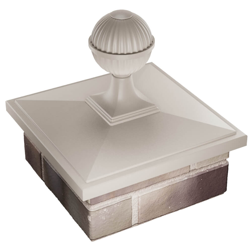 Колпак Zking БонаМоно Бежевый с шаром на столб 1.5х1.5 кирпича (385х385, 400х400мм) в сборе в Березниках фото
