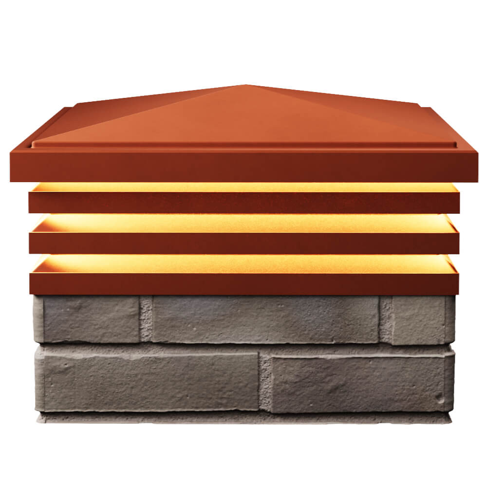 Колпак Zking Бона ХайТек Красный на столб 1.5х1.5 кирпича (385х385мм) с подсветкой в Березниках фото