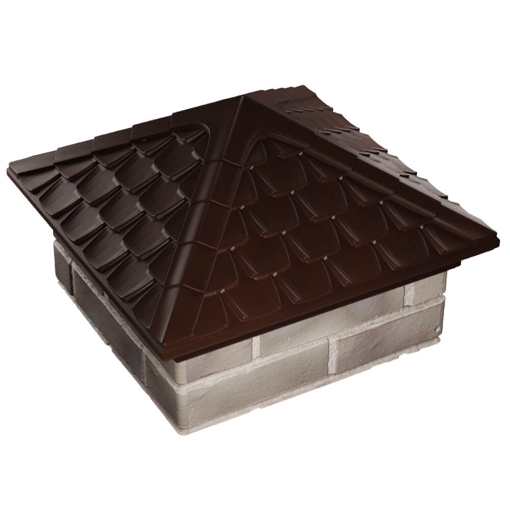 Колпак Zking Эльбрус Коричневый на столб 1.5х1.5 кирпича (385х385мм) в Березниках фото