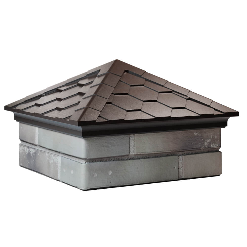 Колпак Zking Эверест Коричневый на столб 1.5х1.5 кирпича (390х390мм) в Березниках фото