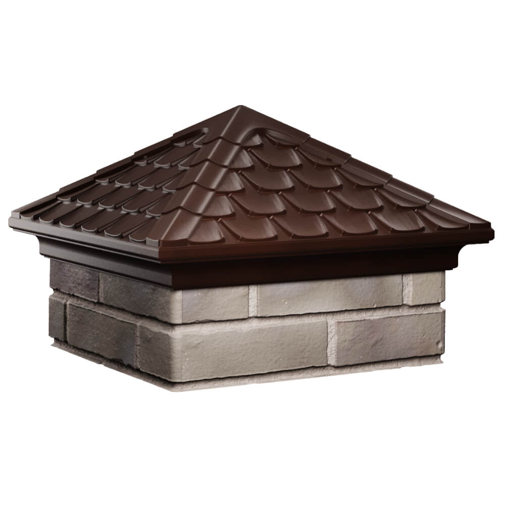 Колпак Zking Эльбрус Коричневый на столб 1.5х1.5 кирпича (385х385мм) в Березниках фото