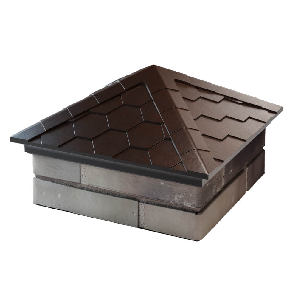 Колпак Zking Эверест Коричневый на столб 1.5х1.5 кирпича (390х390мм) в Березниках фото